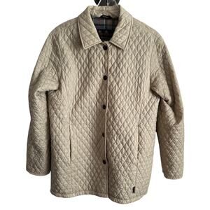 VINTAGE BARBOUR Tailored Flyweight Quilt Jacket in Cream Size US 6 UK 10 Euro 36